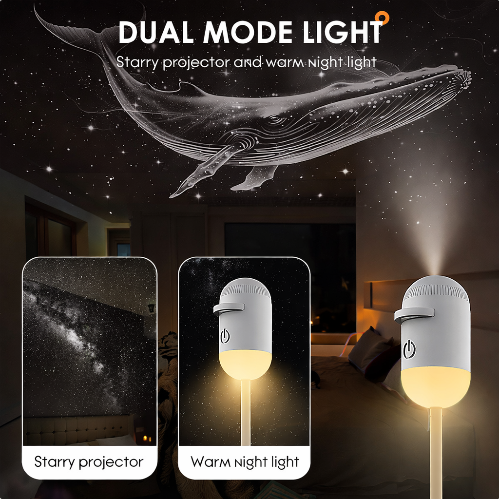 2-in-1 Galaxy Projector with Starry Sky Design and Night Light