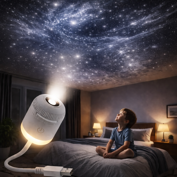 2-in-1 Galaxy Projector with Starry Sky Design and Night Light