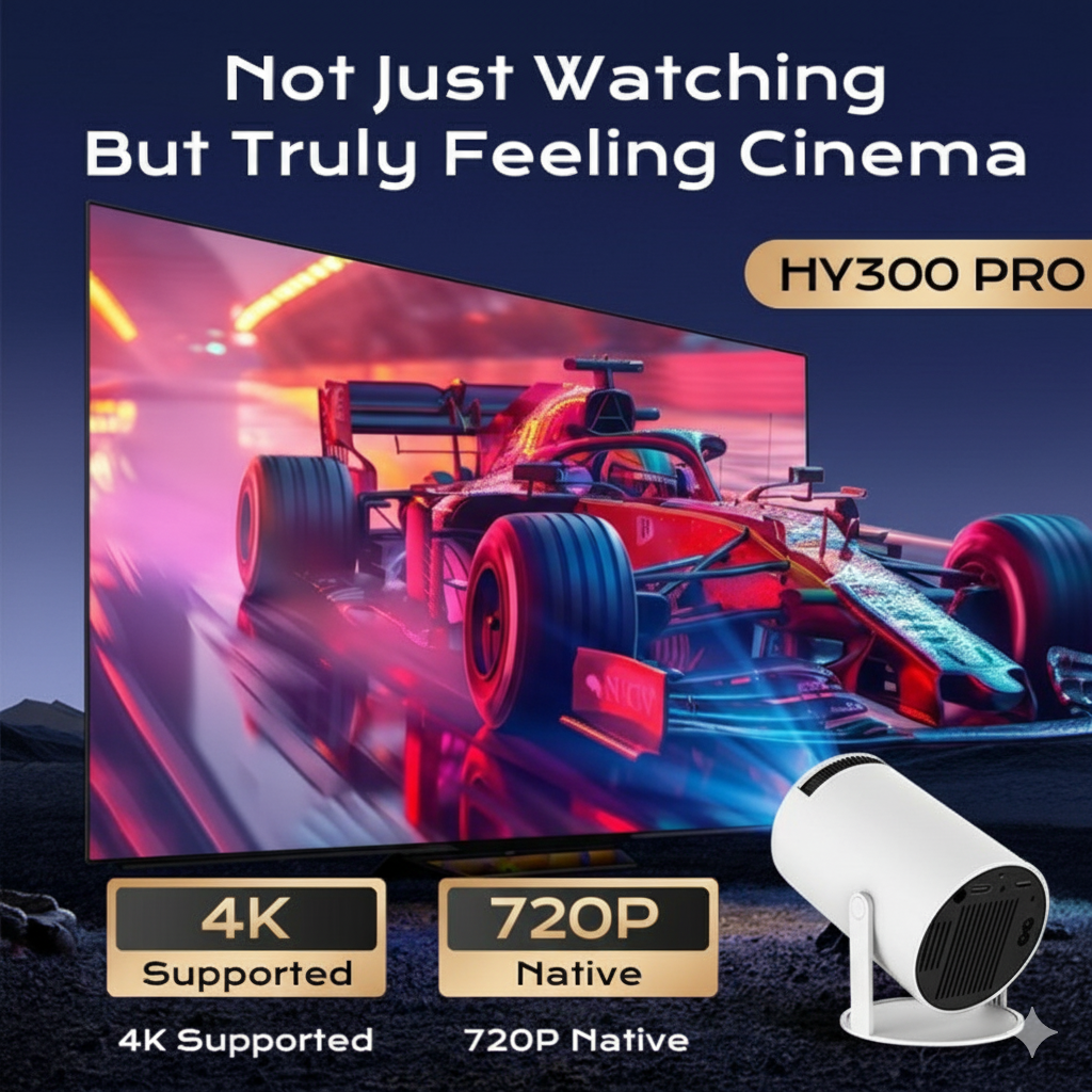 Outdoor Portable Projector Mini 4K Decoding Projector with 5G WiFi 6 & Bluetooth