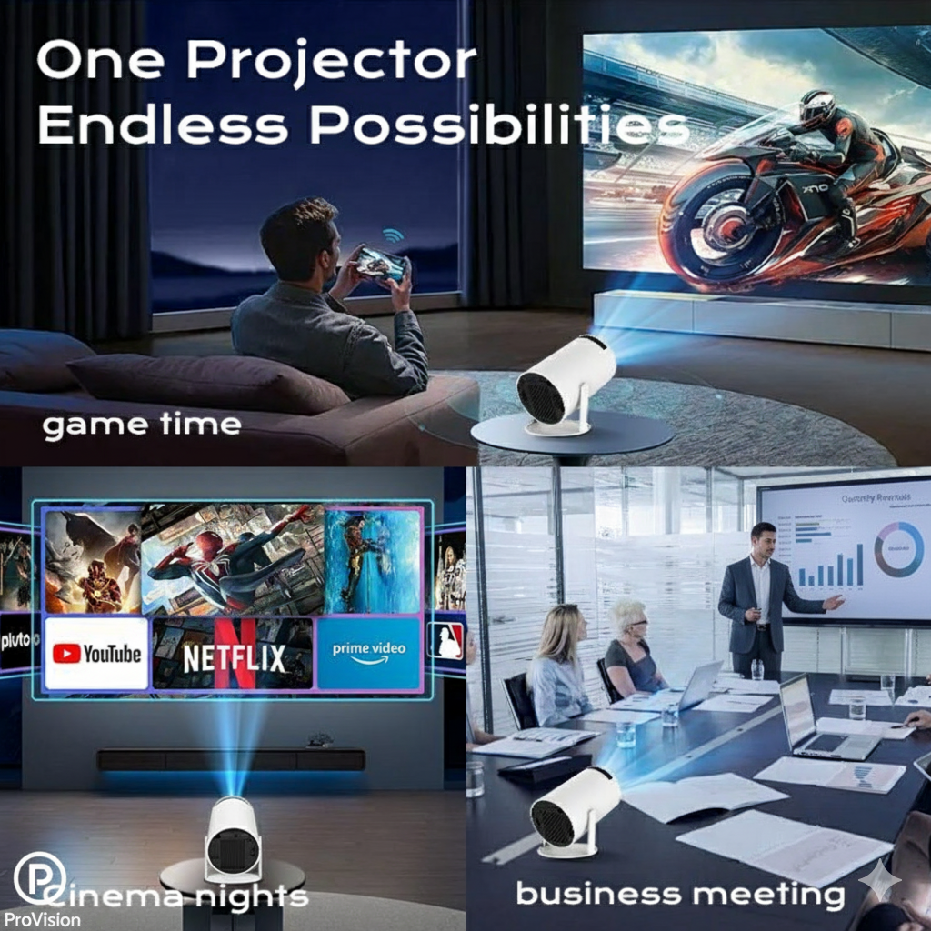 Outdoor Portable Projector Mini 4K Decoding Projector with 5G WiFi 6 & Bluetooth