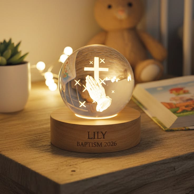 Christian 3D Crystal Ball LED Lamp Set