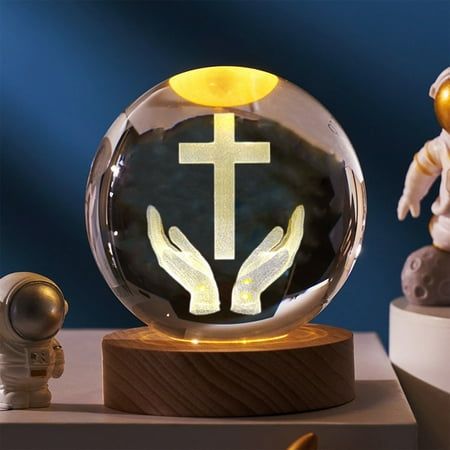 Christian 3D Crystal Ball LED Lamp Set