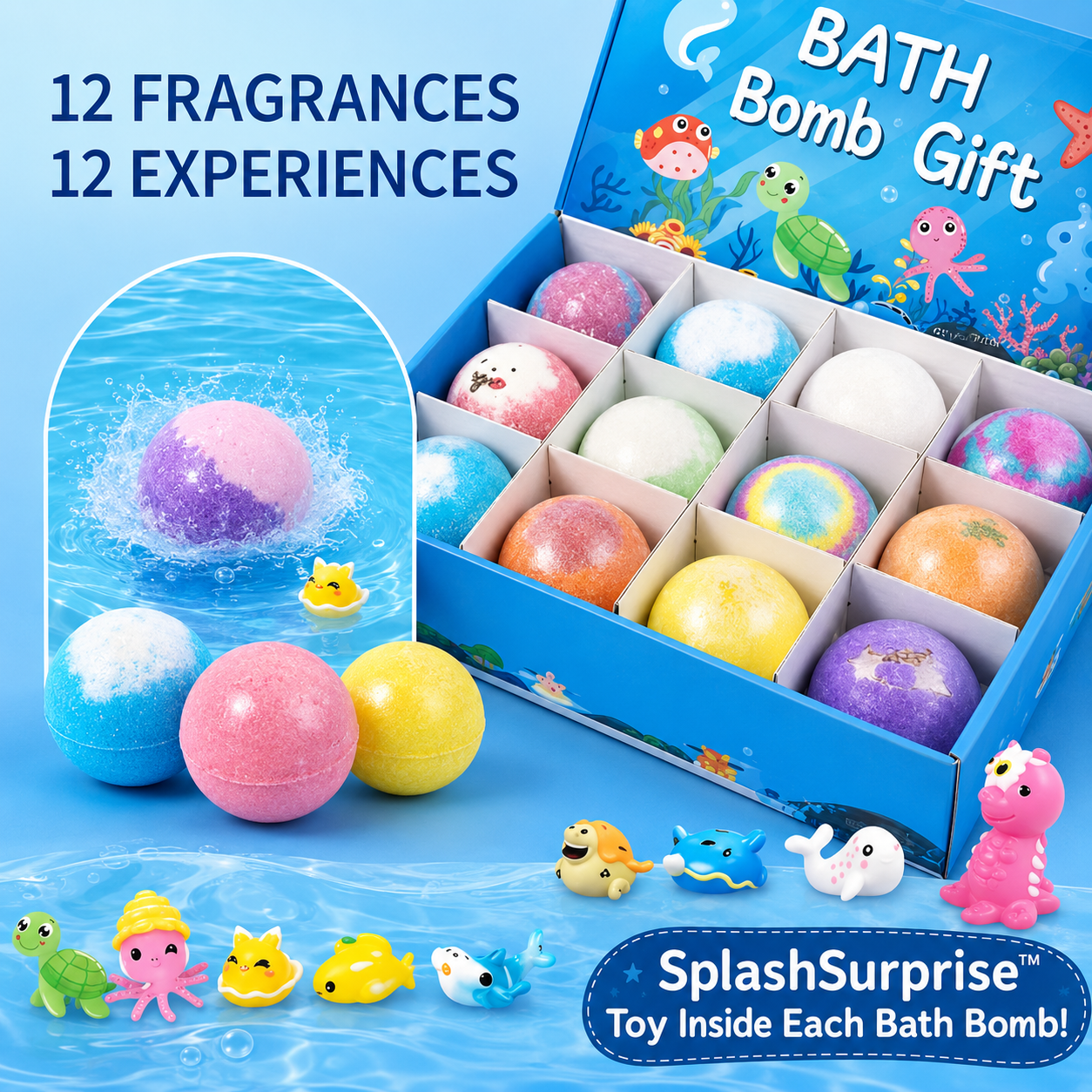 LAPIVORA Surprise Bath Bombs With Toys For KIDS Pack of 12